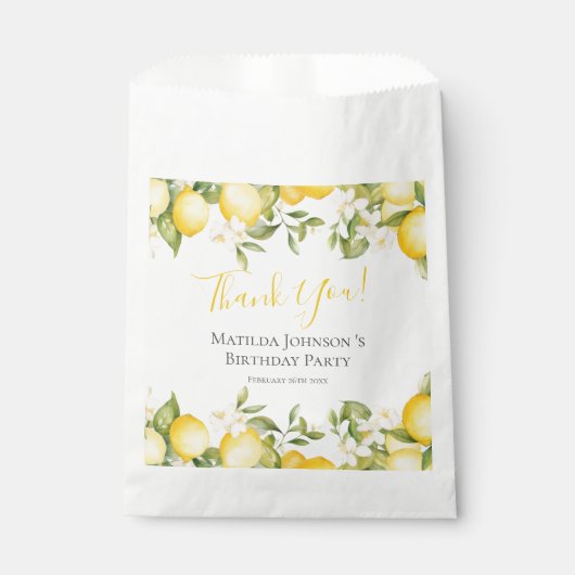 Sachets En Papier Zesty Lemons Fun Jaune fête d'anniversaire (Devant)