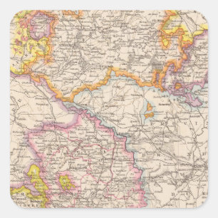 Sachsen, Mecklenburg, Anhalt Atlas Map Vierkante Sticker