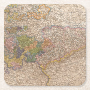 Sachsen, Thuringische Staaten Atlas Map Vierkante Kartonnen Onderzetter
