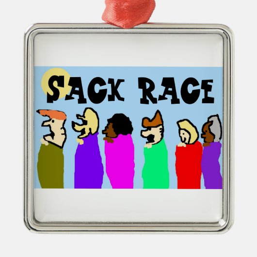 Sack Race Metalen Ornament (Voorkant)