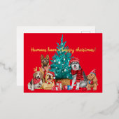 Sacoche de Noël de chiens sous l'arbre carte posta (Recto/Verso)