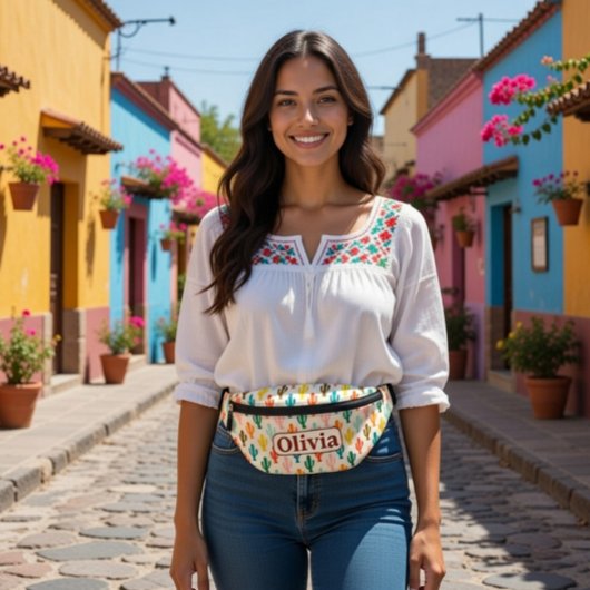 Sacoche personnalisée avec cactus colorés