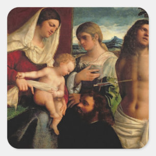 Sacra Conversation met SS. Catherine, Sebastian Vierkante Sticker