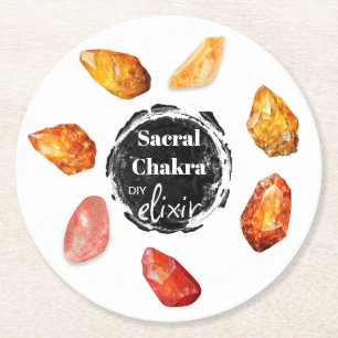 *~* Sacraal Chakra Elixir AP64 Oranje Emoto Ronde Kartonnen Onderzetter