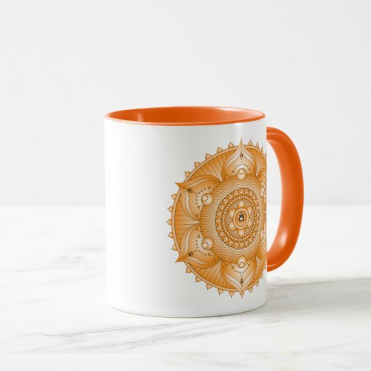 Sacral Chakra Orange Mandala Mug Deux Tons (Devant droit)