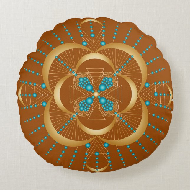 Sacral Chakra Shadow Mandala Round Pillow Rond Kussen (Voorkant)
