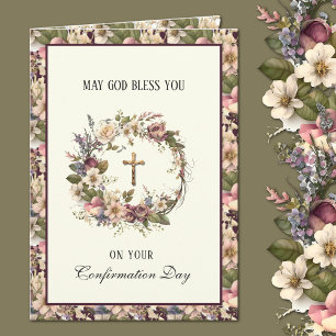 Sacrament Confirmatie Religieuze Bloemenkrans  Feestdagen Kaart