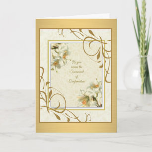 Sacrament van de Heilige Communie lelies goud deco Kaart
