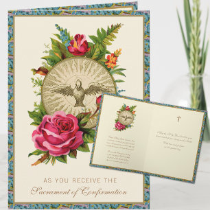Sacrament van de Heilige Communie Roze Rozen  Feestdagen Kaart