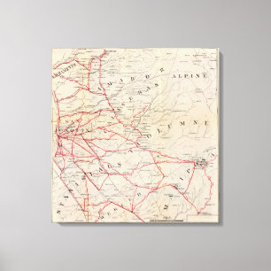 Sacramento, Amador, Calaveras, San Joaquin Canvas Afdruk