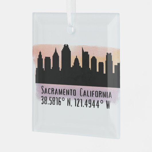 Sacramento CA City Skyline Glass Ornament (Voorkant links)