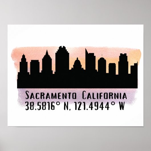 Sacramento CA City Skyline Poster (Voorkant)