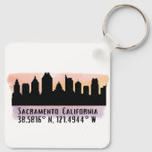 Sacramento CA City Skyline Sleutelhanger (Achterkant)