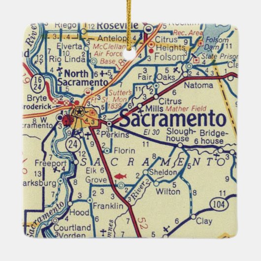 Sacramento CA map Keramisch Ornament (Achterkant)