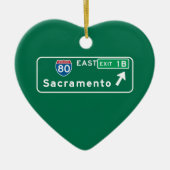 Sacramento, CA Road Sign Keramisch Ornament (Voorkant)