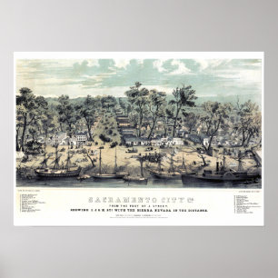 Sacramento California 1850 Poster vintage