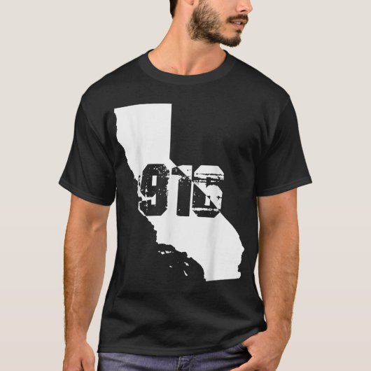 Sacramento California 916 Area Code T-shirt (Voorkant)