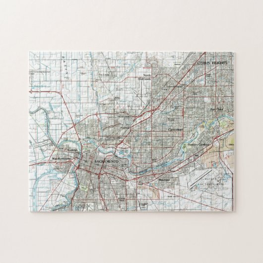 Sacramento California Map (1994) Legpuzzel (Horizontaal)