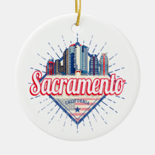 Sacramento California Verenigde Staten Skyline Ver Keramisch Ornament