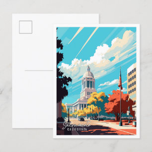 Sacramento California vintage reisillustratie Briefkaart