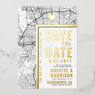 Sacramento Liefde Locator Bruiloft Bewaar de dat Folie Uitnodiging