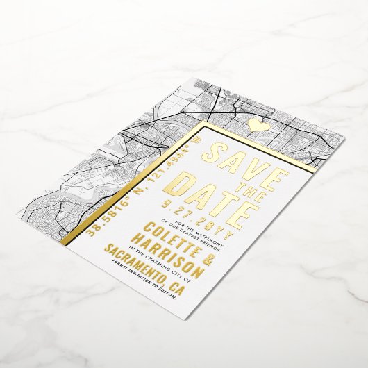 Sacramento Liefde Locator | Bruiloft Bewaar de dat Folie Uitnodiging (Gedraaid)