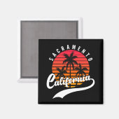 Sacramento Retro Sunset and Palm Trees Magnet Magneet (Voorkant / Achterkant)