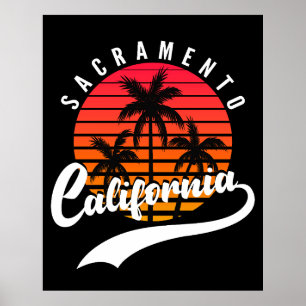 Sacramento Retro Zonsondergang Poster