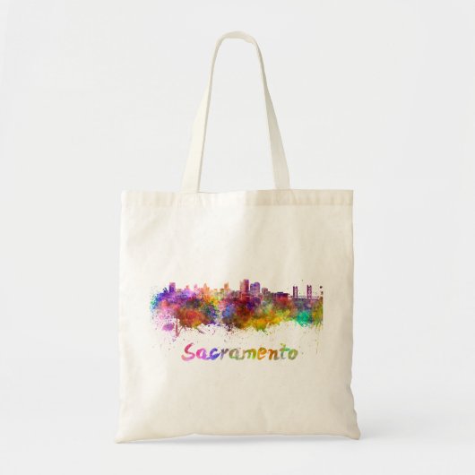 Sacramento skyline in waterverf tote bag (Voorkant)