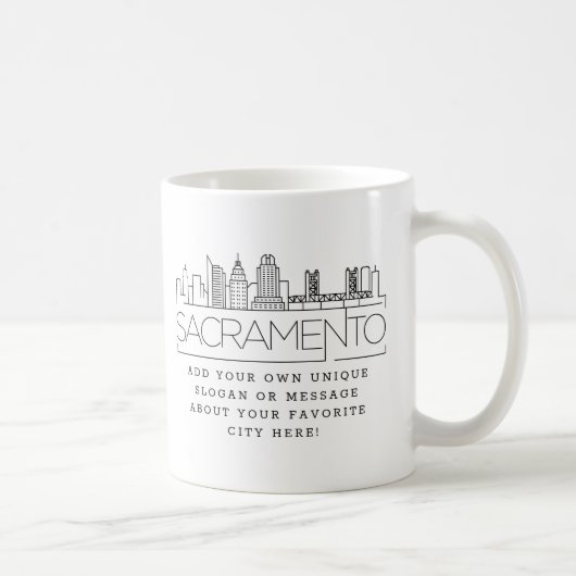 Sacramento Stylized Skyline | Aangepaste slogan Koffiemok (Rechts)