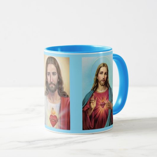 Sacré Coeur de Jésus Bleu Cadeau Café Mug (Devant droit)