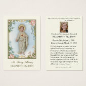 Sacré Coeur Jésus Floral carte de prière funéraire (Devant & derrière)