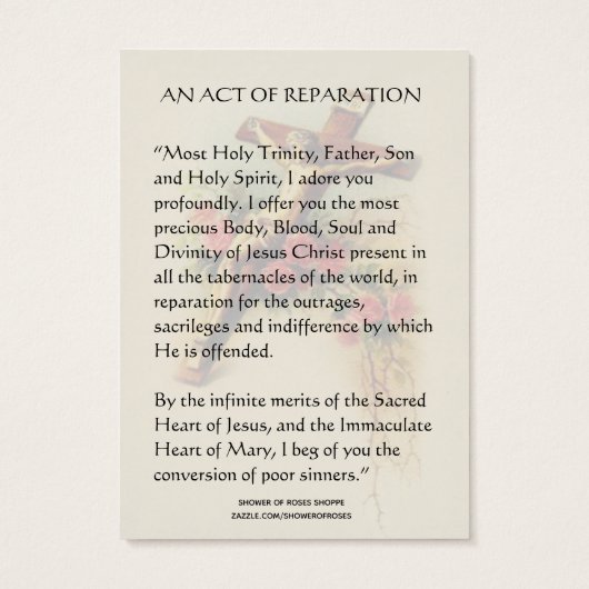 Sacré Coeur Jésus Prière catholique de réparation (Dos)