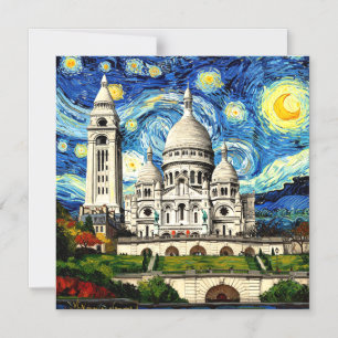 Sacre-Coeur Parijs Frankrijk Sterrennacht Magnetische Uitnodiging