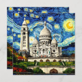 Sacre-Coeur Paris France Starry Night Kaart (Voorkant / Achterkant)