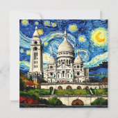 Sacre-Coeur Paris France Starry Night Kaart (Achterkant)