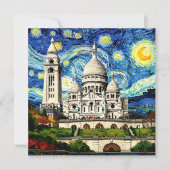 Sacre-Coeur Paris France Starry Night Kaart (Voorkant)