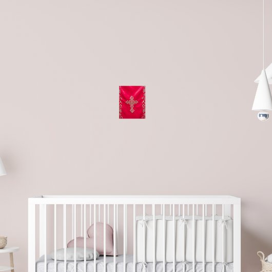 Sacred Crimson: Embroidered Orthodox Cross Poster (Kinderkamer 2)