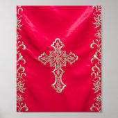 Sacred Crimson: Embroidered Orthodox Cross Poster (Voorkant)
