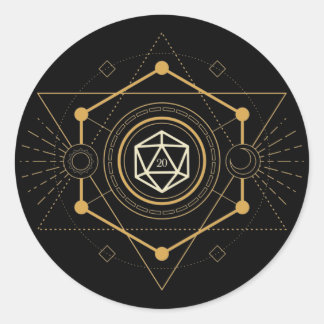 Sacred D20 Dice of the Sorcerer Tabletop RPG Ronde Sticker