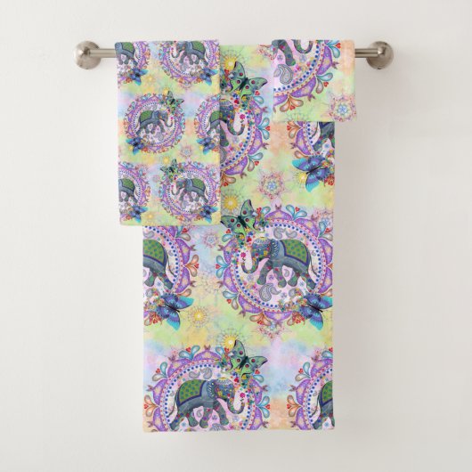 Sacred Elephant Pattern Bad Handdoek (Insitu)