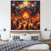 Sacred Fire Beneath the Starry Night Canvas Afdruk (Insitu (Slaapkamer))