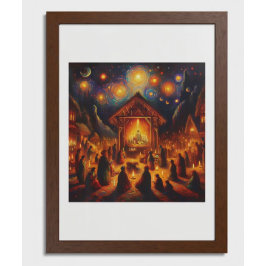 Sacred Fire Beneath the Starry Night Canvas Afdruk