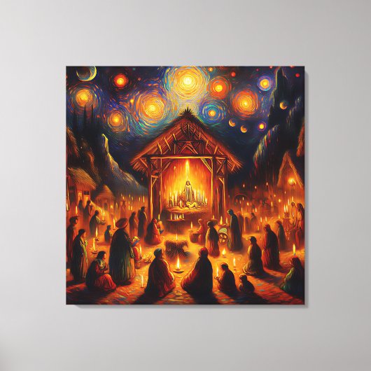 Sacred Fire Beneath the Starry Night Canvas Afdruk (Voorkant)