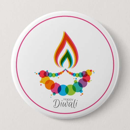 Sacred Flame Rising Diwali Ronde Button 4,0 Cm (Voorkant)