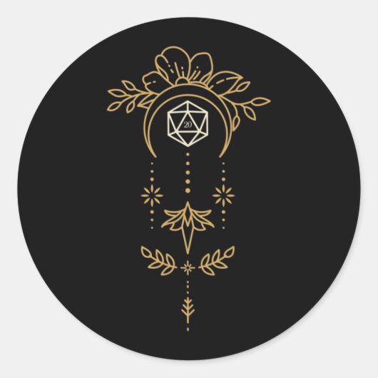 Sacred Geometry D20 Dice Tabletop RPG Ronde Sticker (Voorkant)