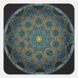 Sacred Geometry Mandala: Sincerity - Handtekening Vierkante Sticker