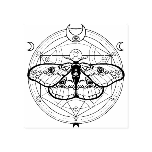 Sacred Geometry Moth Rubberstempel (Afrduk)