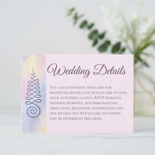 *~* Sacred Geometry Pastel Weddenschap Details RSVP Kaartje (Staand voorkant)