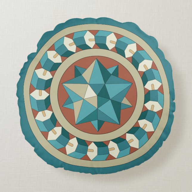 Sacred Geometry Rond Kussen (Voorkant)